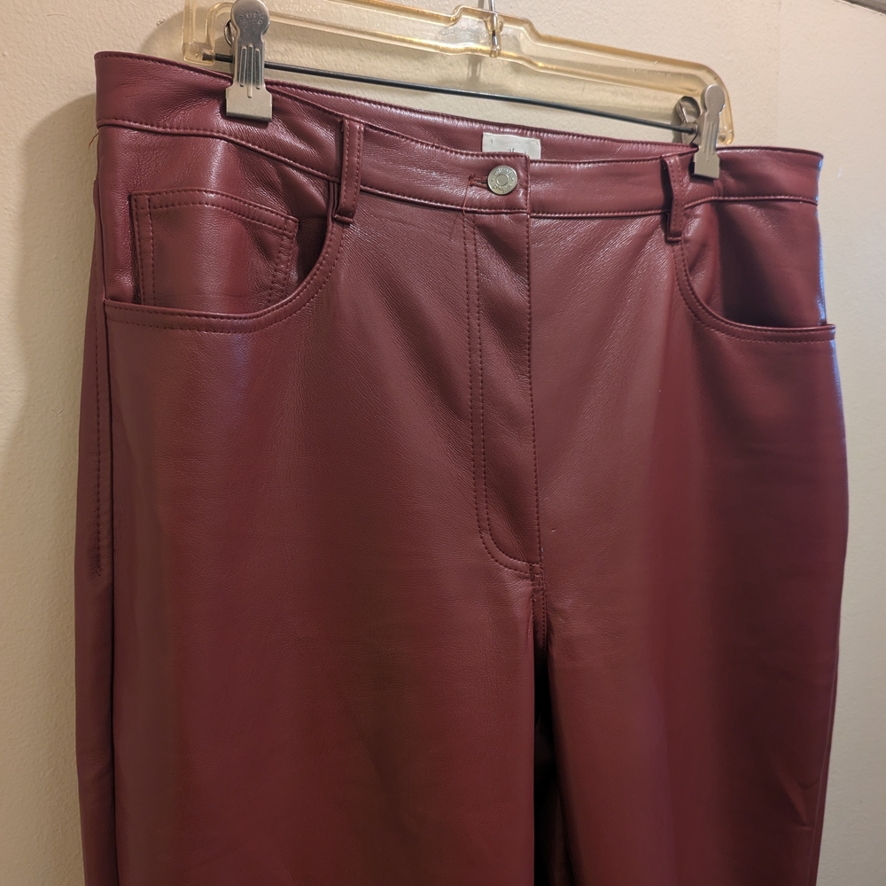 Wilfred The Melina™ Super High-Rise Pant Vegan Leather Burgundy Red- 16 - Picture 8 of 15